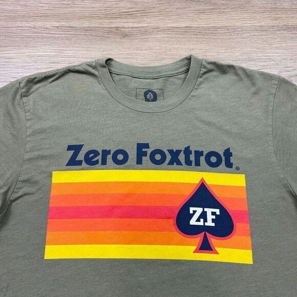 Zero Foxtrot Shirt Mens Small Green Spell Out Army Graphic - Picture 2 of 9